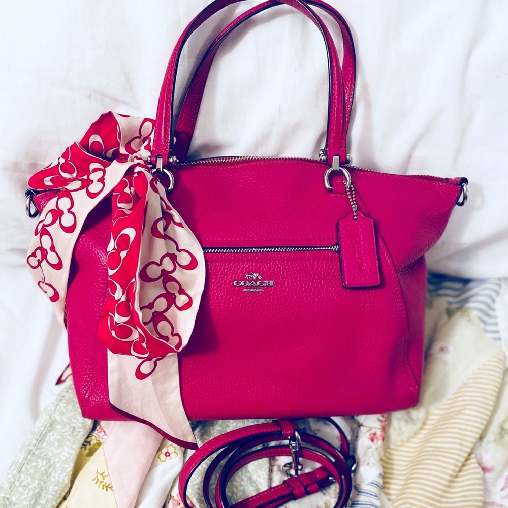 COPY - 100% AUTHENTIC COACH PRAIRIE SATCHEL IN DARK FUCHSIA W/ MATCHING SCARF